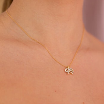 Lily and rose - PETITE ANTOINETTE BOW NECKLACE – CRYSTAL (GOLD)
