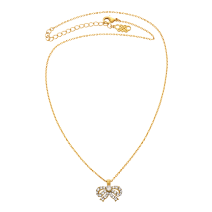Lily and rose - PETITE ANTOINETTE BOW NECKLACE – CRYSTAL (GOLD)