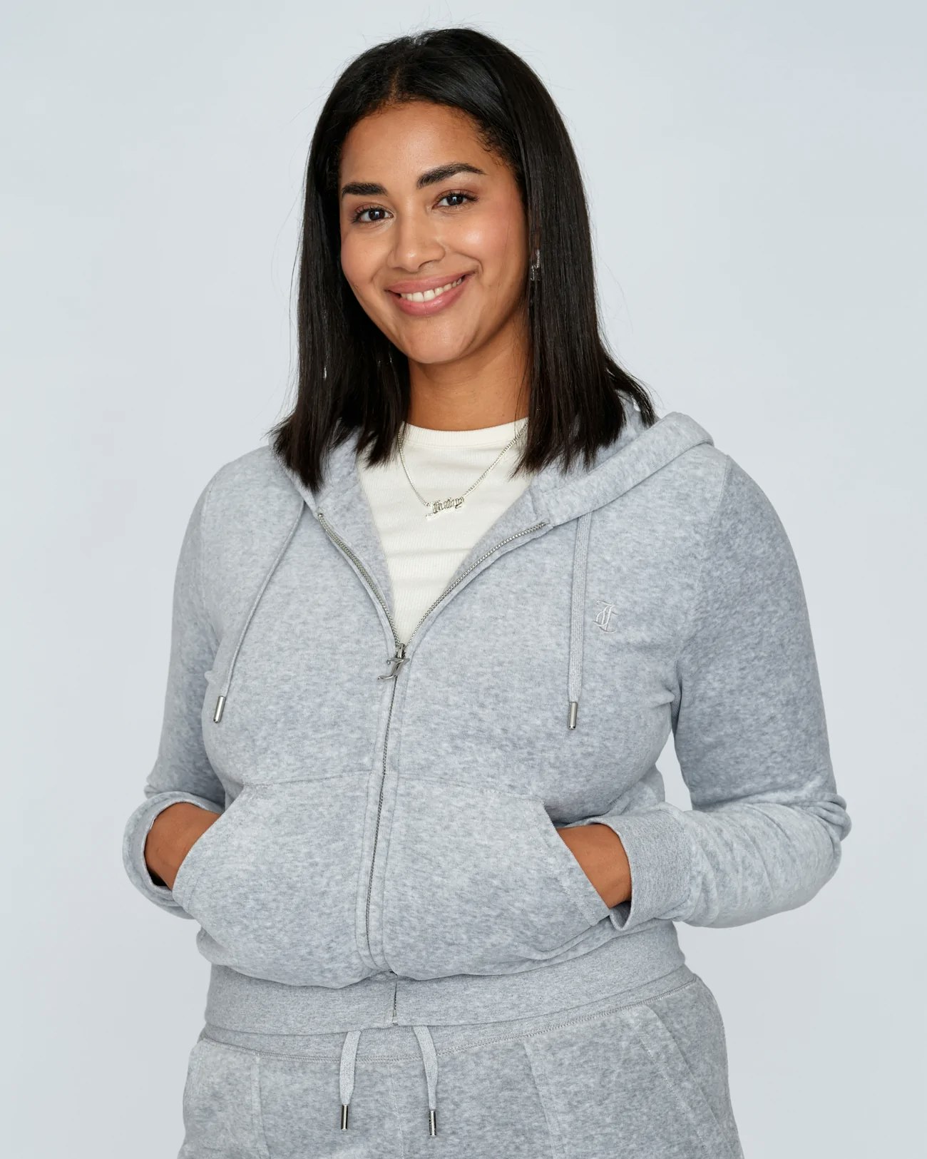 Juicy Couture - Classic Velour Robertson Zip Hoodie - Silver Marl