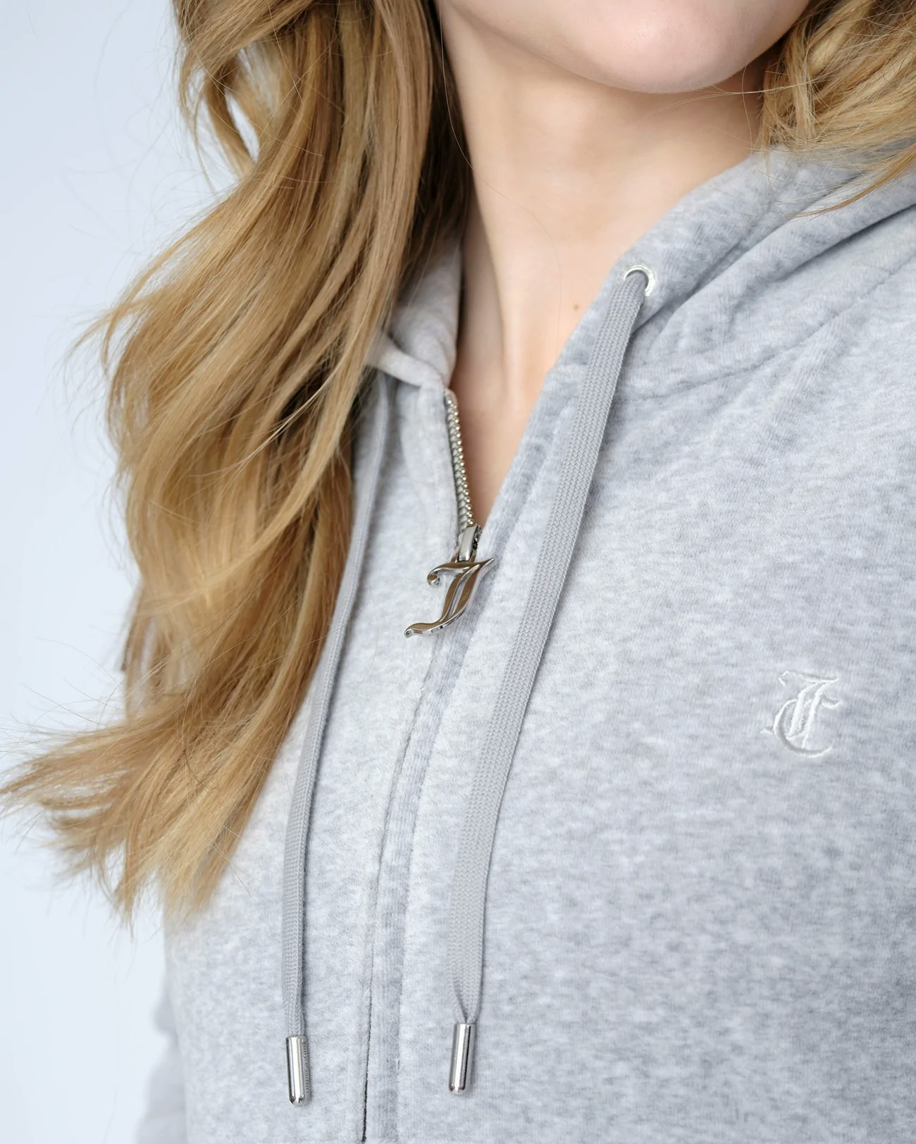 Juicy Couture - Classic Velour Robertson Zip Hoodie - Silver Marl