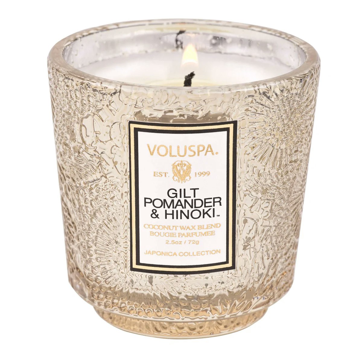 Voluspa - GILT POMANDER & HINOKI - PETITE PEDESTAL CANDLE