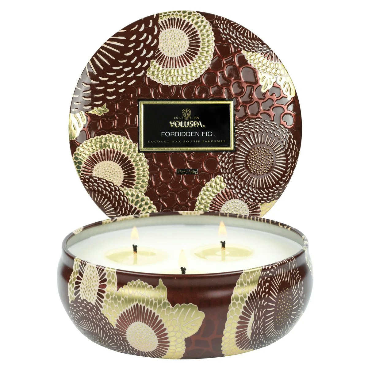 Voluspa - FORBIDDEN - FIG 3 WICK TIN CANDLE