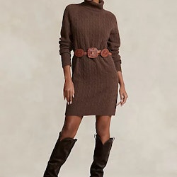 Polo Ralph Lauren - Cable Wool-Cashmere Roll Neck Dress - Brown melange
