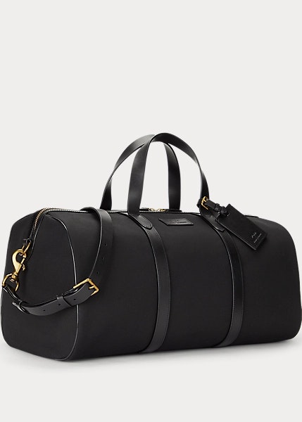 Polo Ralph Lauren -  Leather-Trim Canvas Duffel - Black/Black