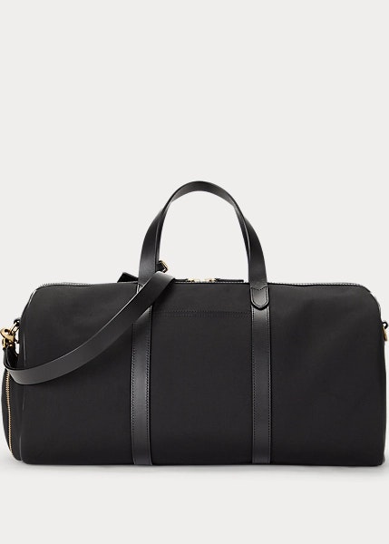 Polo Ralph Lauren -  Leather-Trim Canvas Duffel - Black/Black