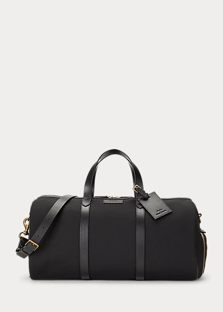 Polo Ralph Lauren -  Leather-Trim Canvas Duffel - Black/Black