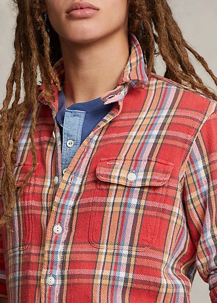 Polo Ralph Lauren - Classic Fit Plaid Flannel Workshirt - Red/Gold Multi