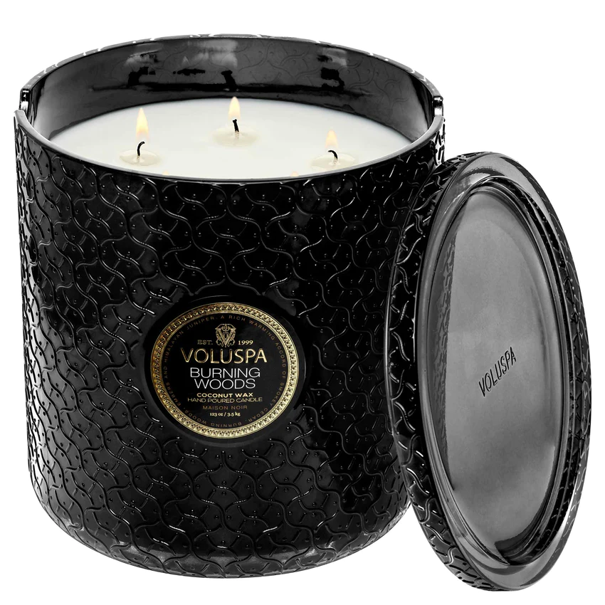 Voluspa - Burning Woods Boxed 5-wick Hearth Candle With Lid