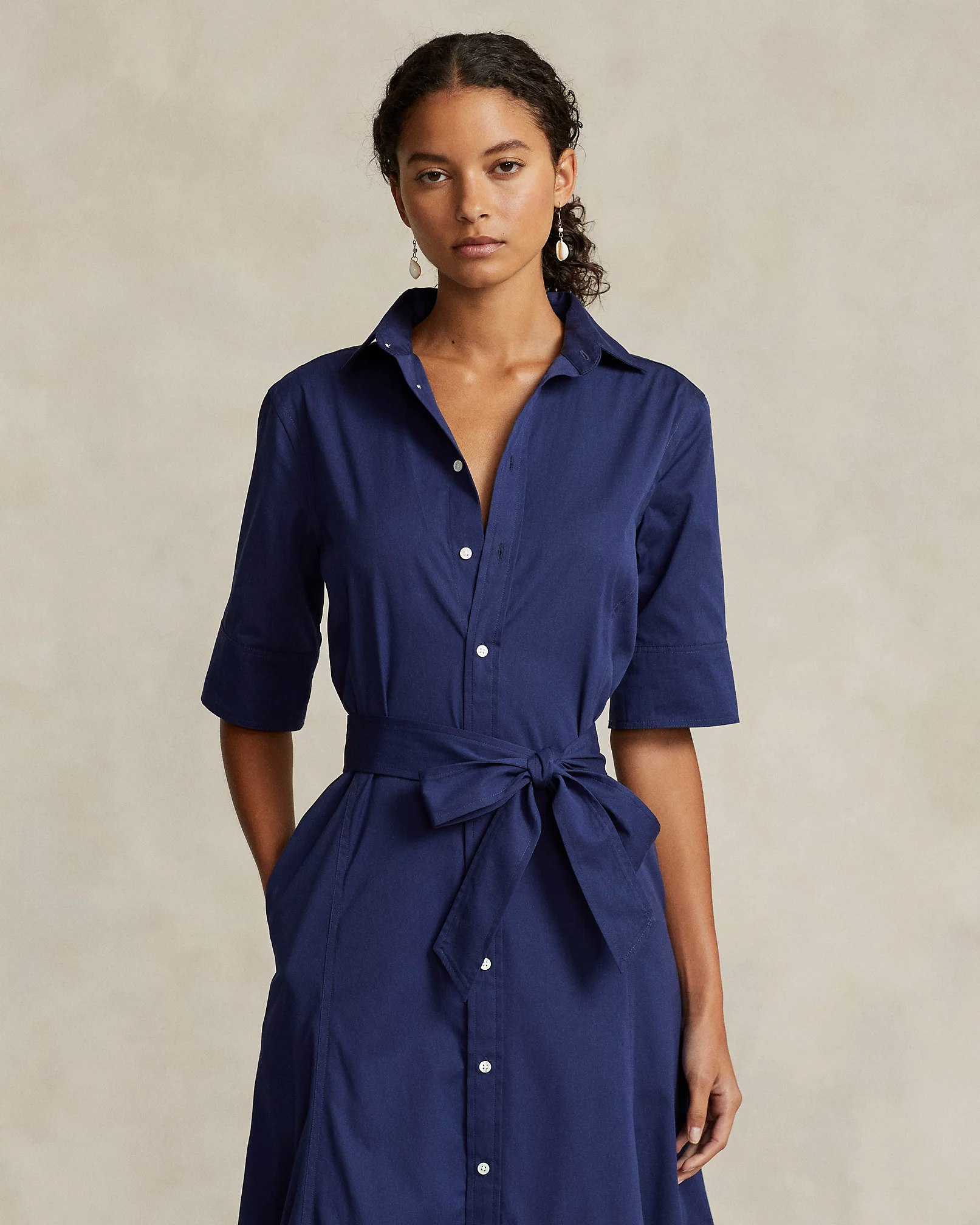 Polo Ralph Lauren - Tiered Cotton Shirtdress -  Midnight Royal
