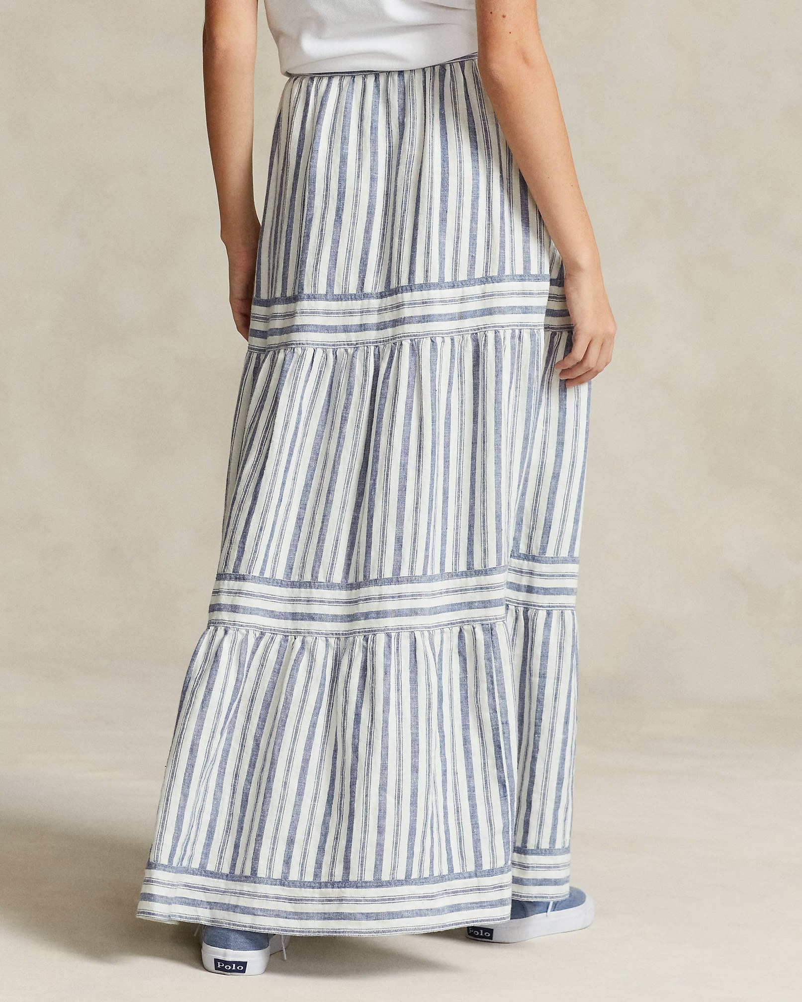Polo Ralph Lauren - Striped Tiered A-Line Linen Skirt