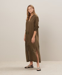 Hartford - Army green embroidered cotton voile dress - Rosario -