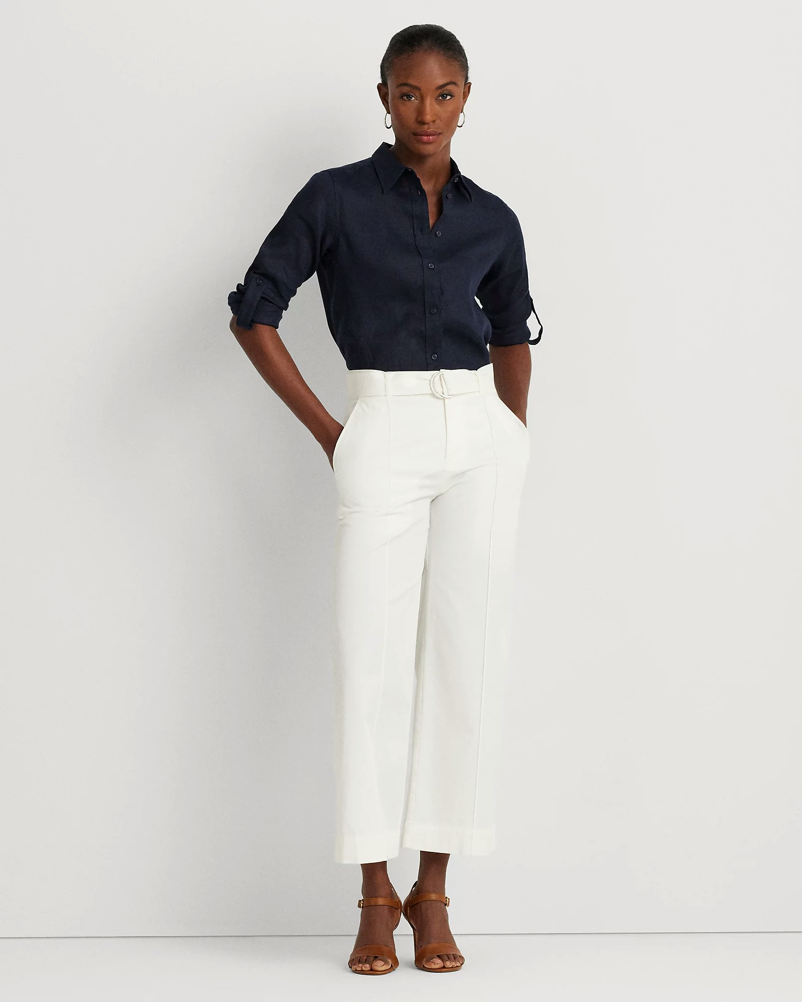 Lauren Ralph Lauren -  Relaxed Fit Linen Shirt - Navy