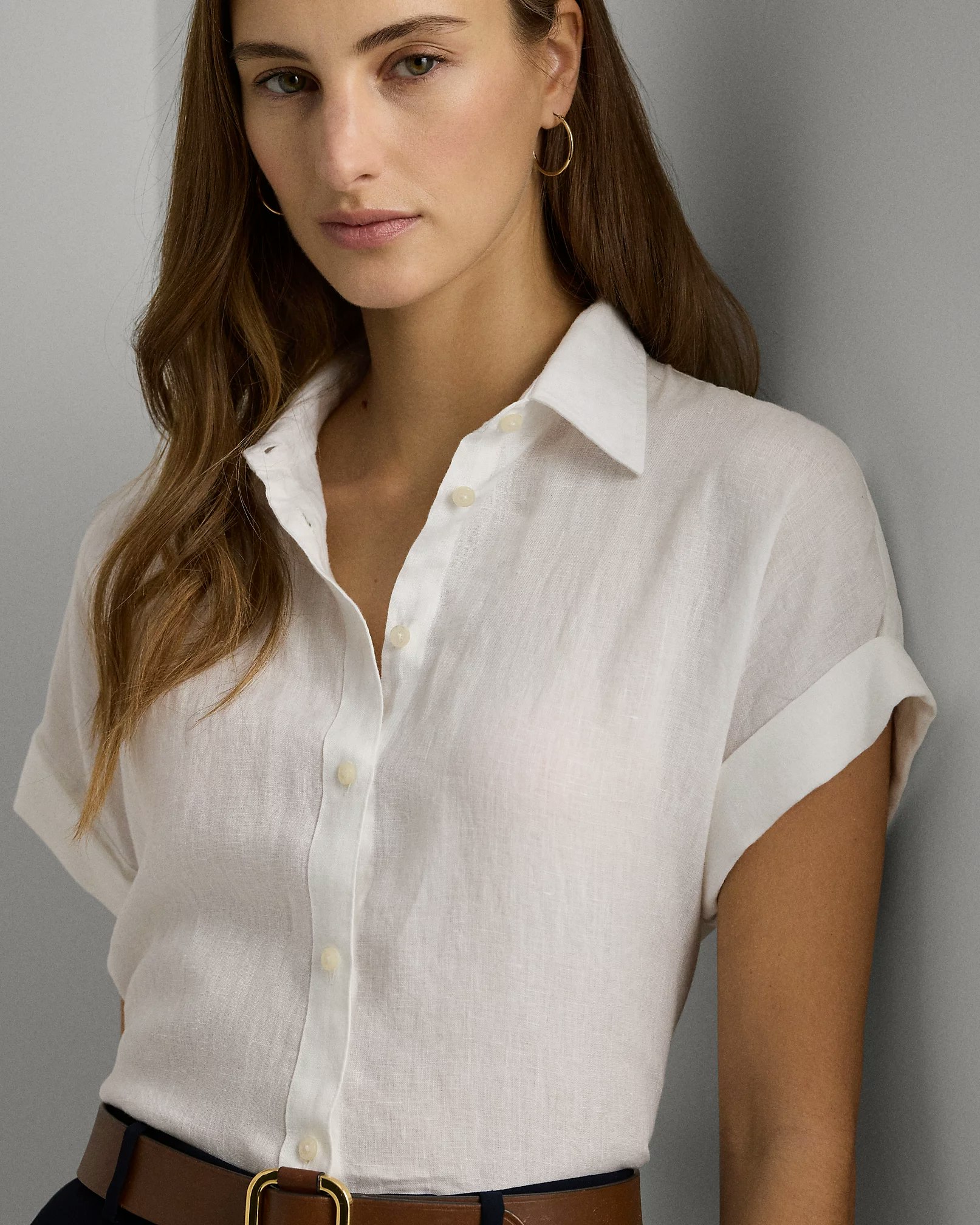 Lauren Ralph Lauren - Relaxed Fit Linen Short-Sleeve Shirt - White