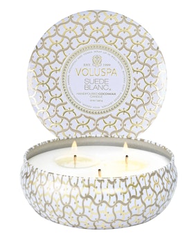 Voluspa - SUEDE BLANC - 3 WICK TIN CANDLE