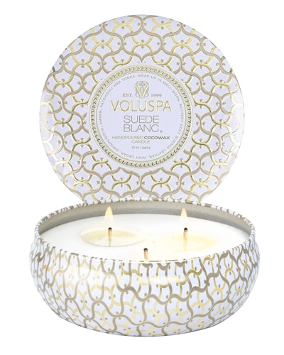 Voluspa - SUEDE BLANC - 3 WICK TIN CANDLE