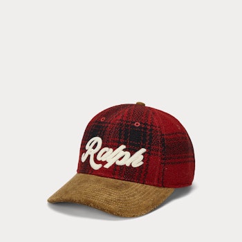 Polo Ralph Lauren - Suede-Bill Plaid Wool Ball Cap - Red Black Buffalo Plaid