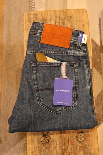 Jacob Cohën - Nick slimfit - Blue with fox-brown back patch