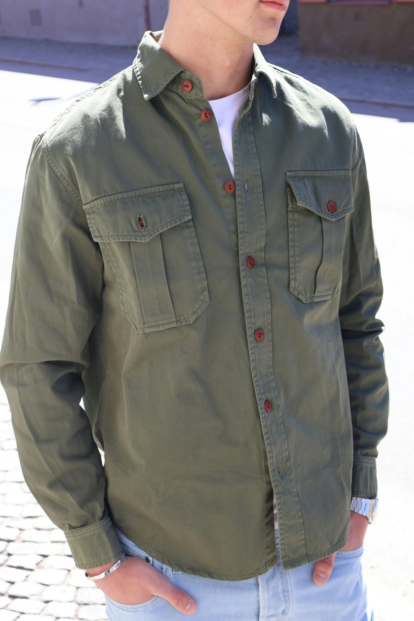 Chesapeakes  - Gabardine Guide shirt Alaska - Military green