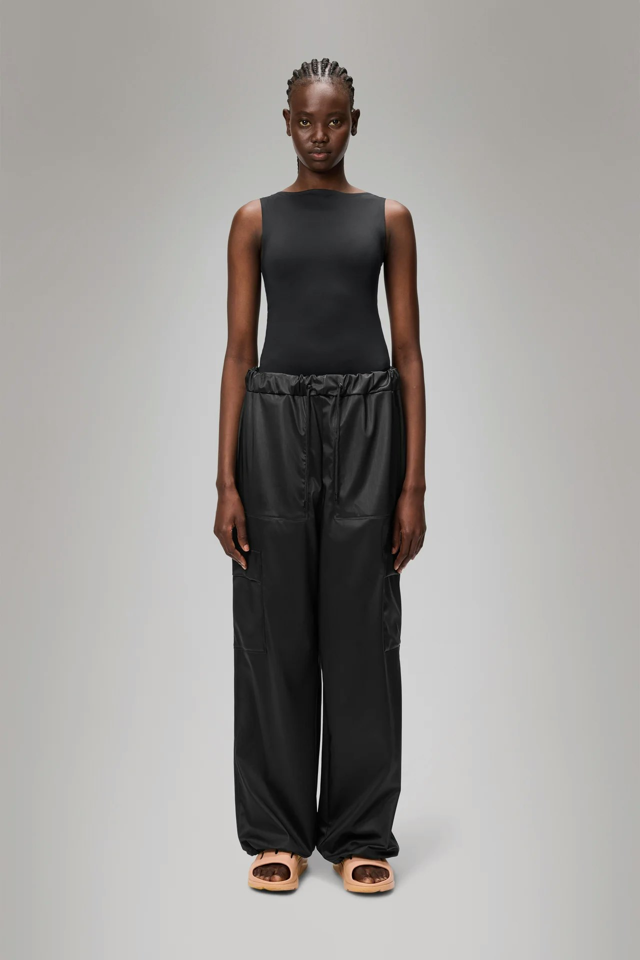 Rains - Unisex Cargo Rain Pants Wide - Black Grain