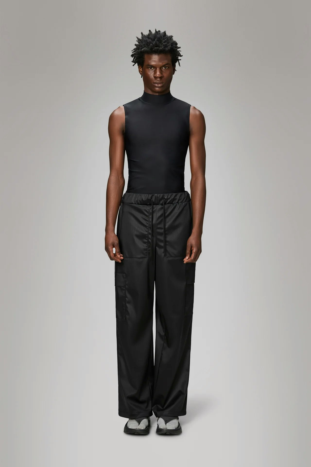 Rains - Unisex Cargo Rain Pants Wide - Black Grain