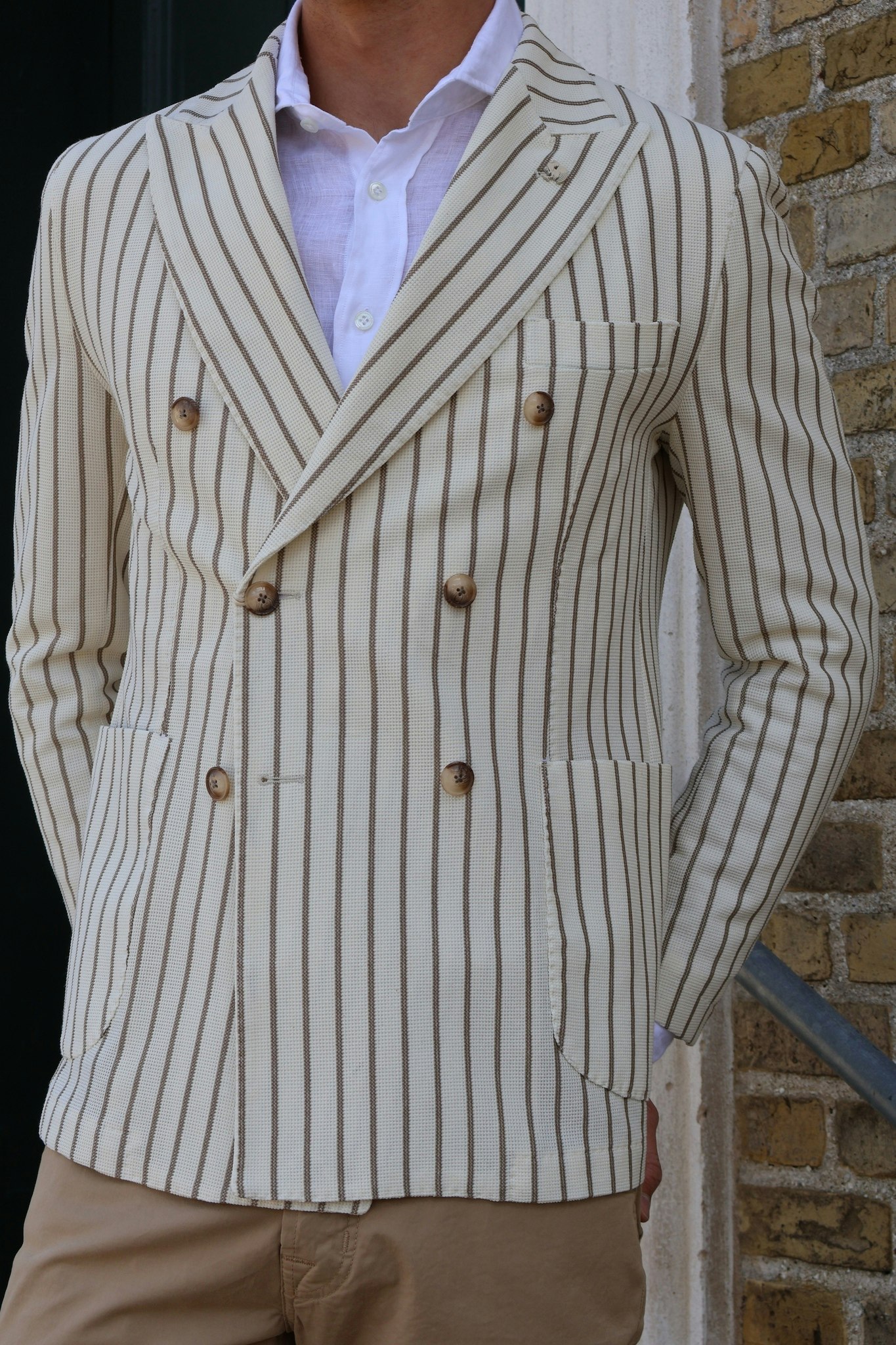 Jerry Key - Diritto - lined white/brown blazer