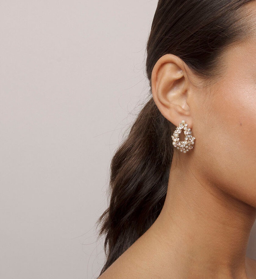 Lily and rose - Alice pearl earrings - Ivory silk