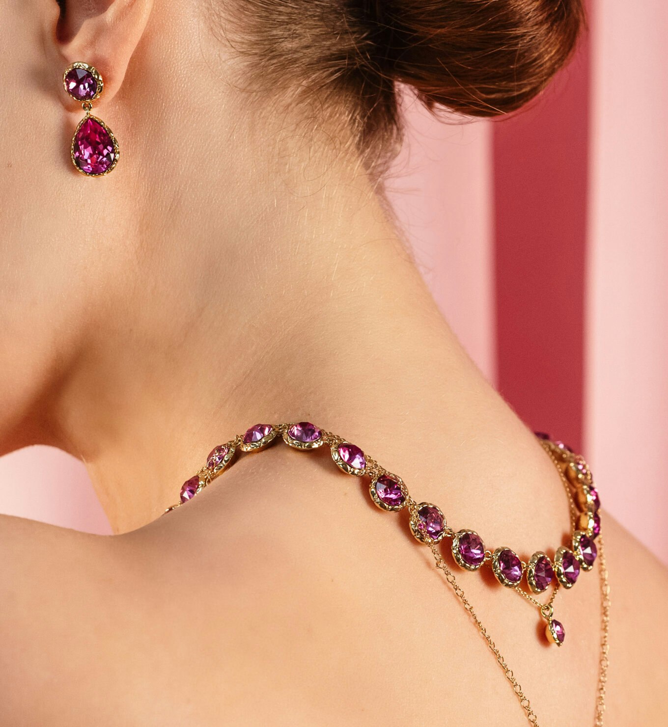 Lily and rose - Victoria raindrop earrings - Dark rose