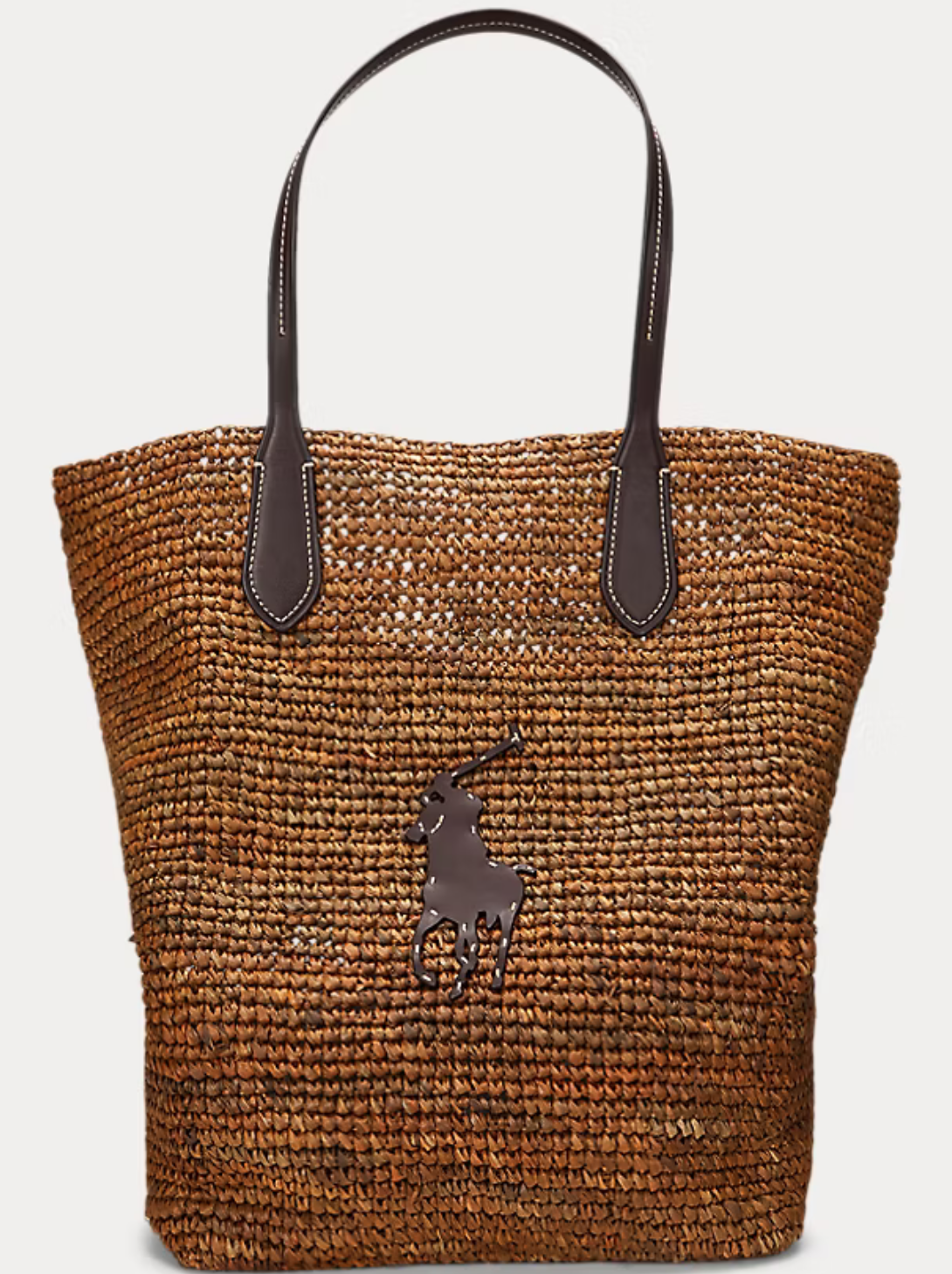 Polo Ralph lauren - Big Pony Raffia Large Tote - Toasted Almond/Chocolate