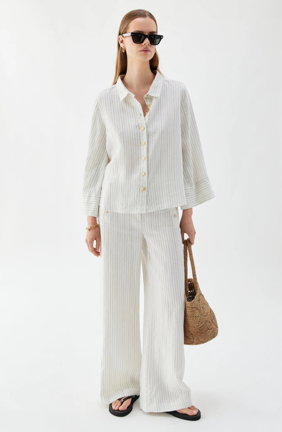 Busnel - ROMY STRIPED SHIRT - ECRU/BLACK