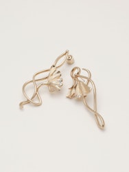 Ylva Li - EMBLA LEAF EARRINGS – CRYSTAL (GOLD)