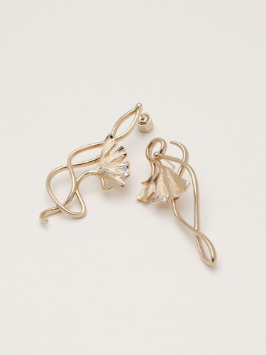Ylva Li - EMBLA LEAF EARRINGS – CRYSTAL (GOLD)