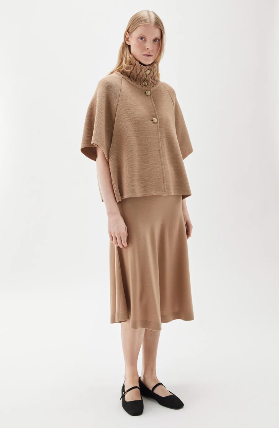 Busnel - LISALOU CABLEKNIT COLLAR CAPE - SALTY CARAMEL