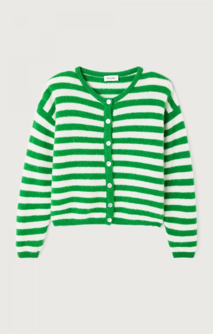 American Vintage - WOMEN'S CARDIGAN VITOW - STRIPED WHITE CLOVER