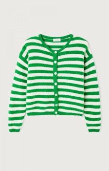 American Vintage - WOMEN'S CARDIGAN VITOW - STRIPED WHITE CLOVER