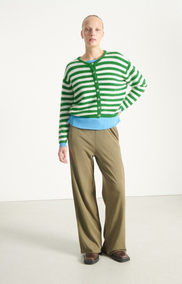 American Vintage - WOMEN'S CARDIGAN VITOW - STRIPED WHITE CLOVER