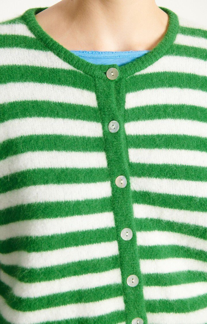 American Vintage - WOMEN'S CARDIGAN VITOW - STRIPED WHITE CLOVER