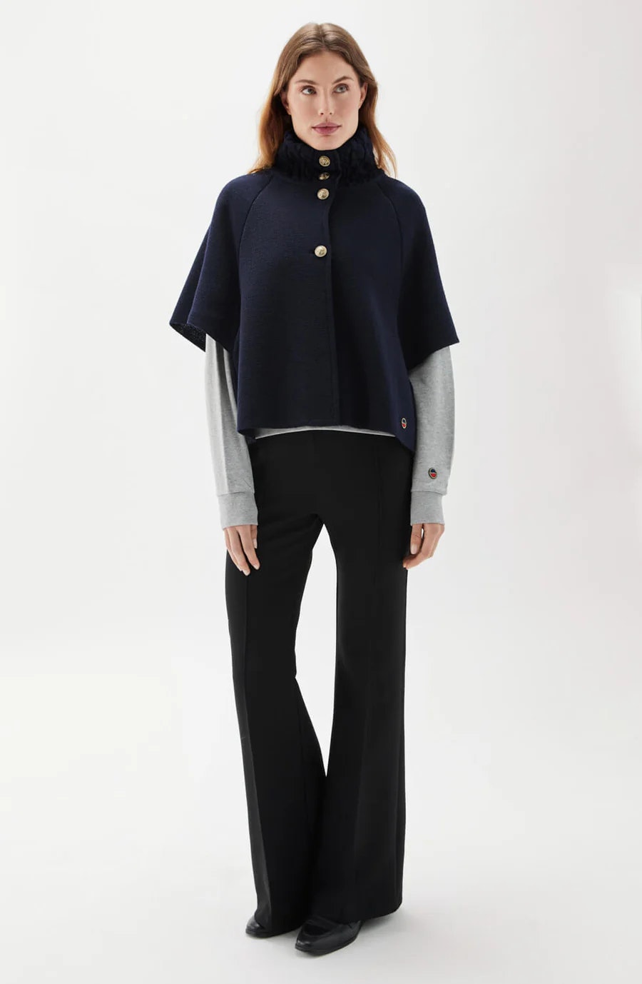 Busnel - LISALOU CABLEKNIT COLLAR CAPE - Marine