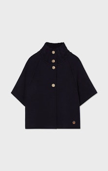 Busnel - LISALOU CABLEKNIT COLLAR CAPE - Marine