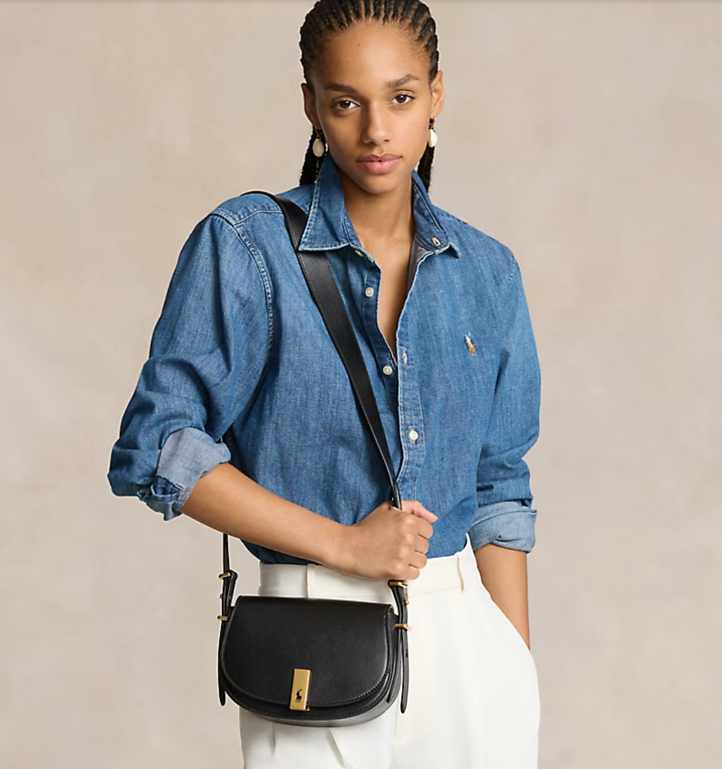 Polo Ralph Lauren - Polo ID Calfskin Mini Saddle Bag - Black