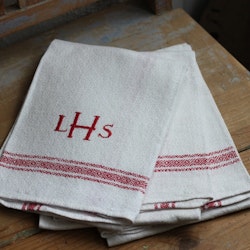 Handduk - Linne Monogram LHS Röd