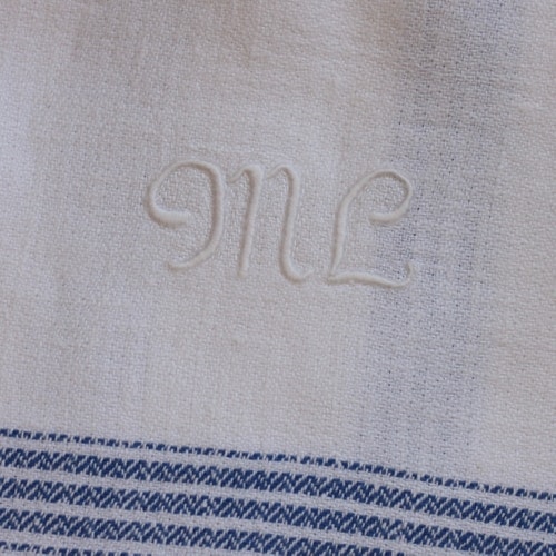 Handduk - Linne Monogram ML Blå