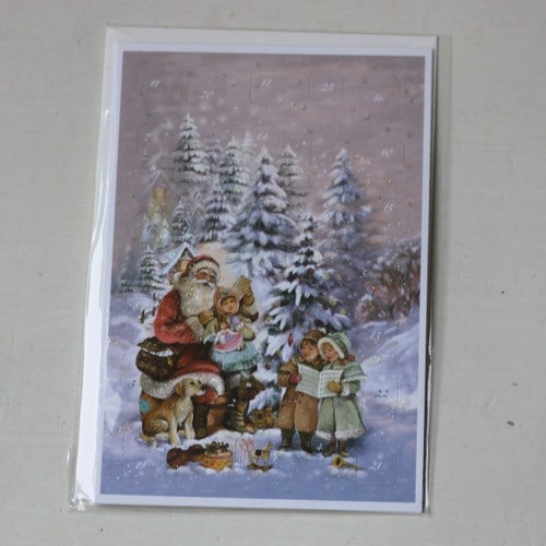 Adventskalender - Tomte sittande ute Kort med Kuvert