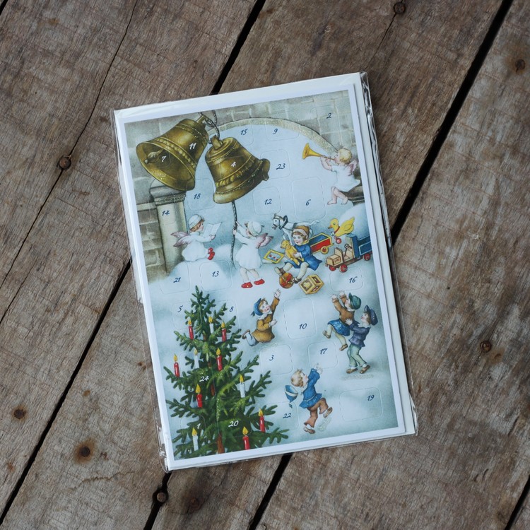 Adventskalender - Barn Änglar och Klockor, Kort med Kuvert