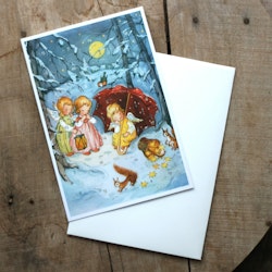 Adventskalender  Änglar med ekorrar Kort med Kuvert