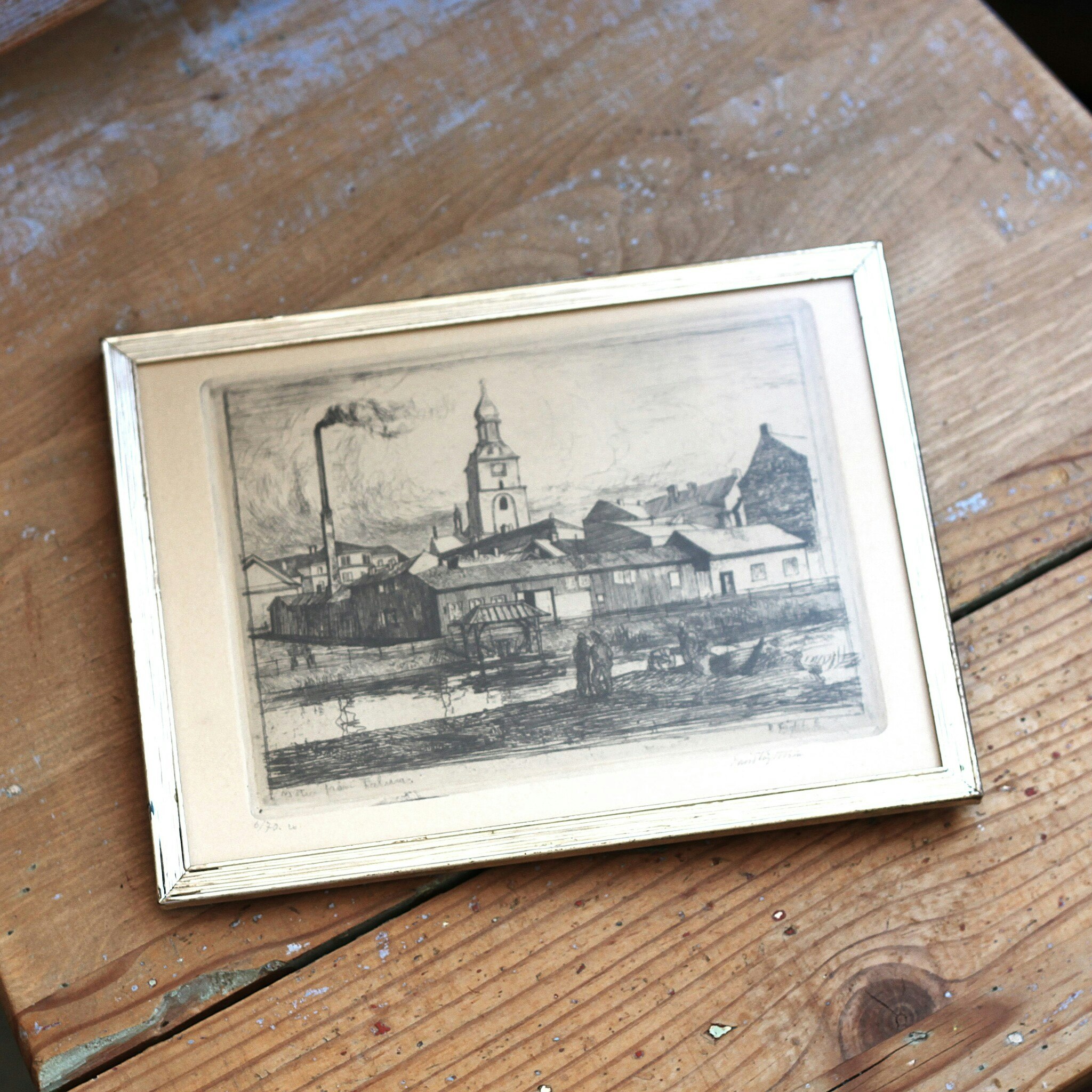 Tavla - Hus och Kyrktorn