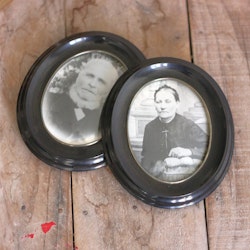 Fotografier - trä oval porträtt på par