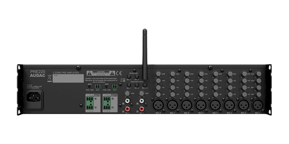 Audac pre 220 zonmixer baksida
