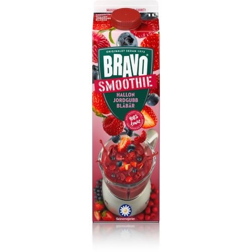 Bravo Smoothie Jordgubb, Hallon & Blåbär 1L