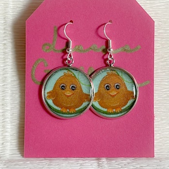 Örhänge cabochon fågel