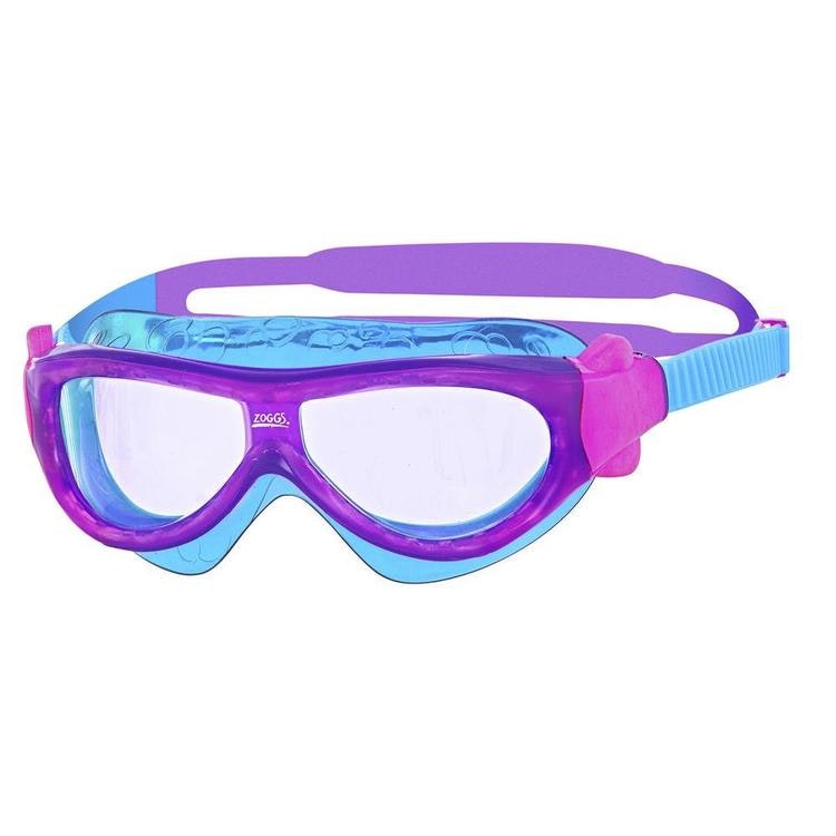 En simmask för barn. Rosa lila simglasögon för 2-3 år. Snygg badmask för barn med antifog UV-skydd och bra passform. För simning.